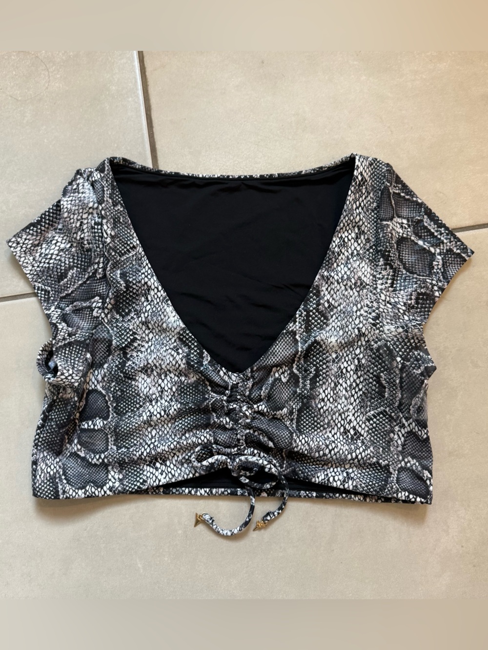Onia Snake Print Tshirt Bikini Top
